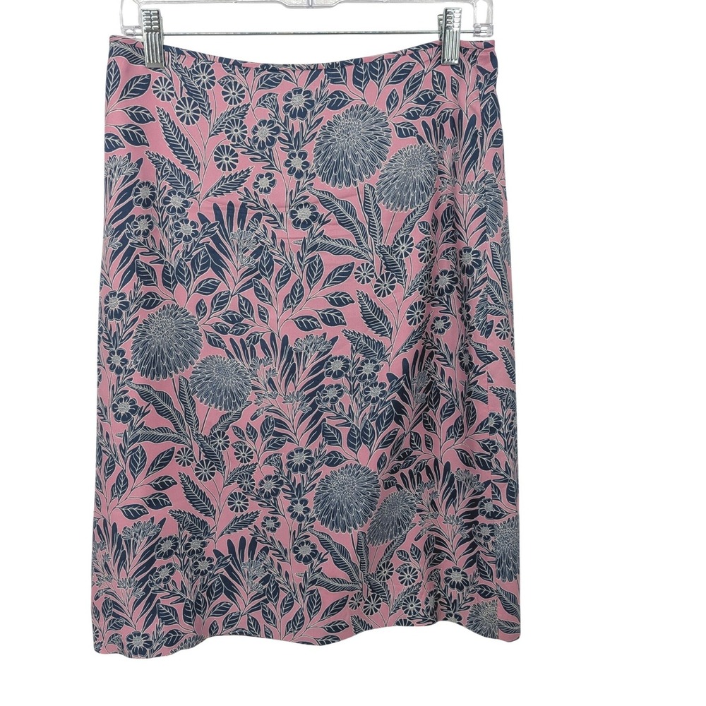 J Crew Abigail Borg Skirt Women 2 Pink Floral Silk Pencil Skirt Garden Office